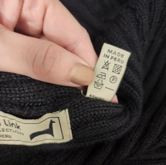 Peruvian Link Alpaca Collection Black Knit Open Cardigan Neutral Natural Country - Picture 14 of 15